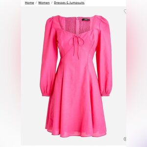 J. Crew Sweetheart long-sleeve mini dress with smocked back Size 4